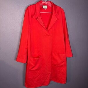 TUCKERNUCK Red Collared Long Sleeve V-Neck Dress Pockets Athletic Sz XL